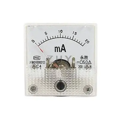 DC Current Measure 0-20mA Pointer Analog Meter Ammeter