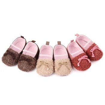 

Baby Shoes Girls Breathable Plush Bowknot Print Anti-Slip Sneakers Toddler Soft Soled Walking Shoes 0-12M Baby Shoes Autumn