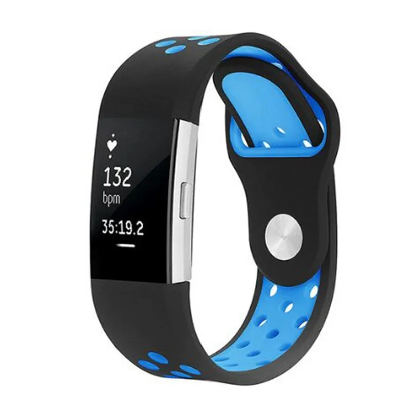 Спортивные часы ремешок для FitBit Charge 2 Силиконовый Браслет ремешок для Charge 2 браслет умные Браслеты Аксессуары - Цвет ремешка: black blue