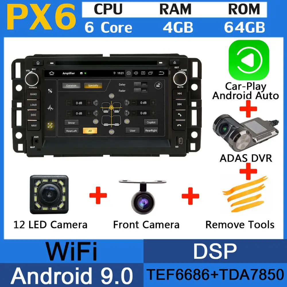 PX6-Adas-Carplay 5 USB порт Android 9,0 PX6/Восьмиядерный автомобильный DVD для Chevy Chevrolet Cobalt Silverado Suburban Buick Enclave автомобильный Радио gps DSP - Цвет: PX6-Adas-Carplay