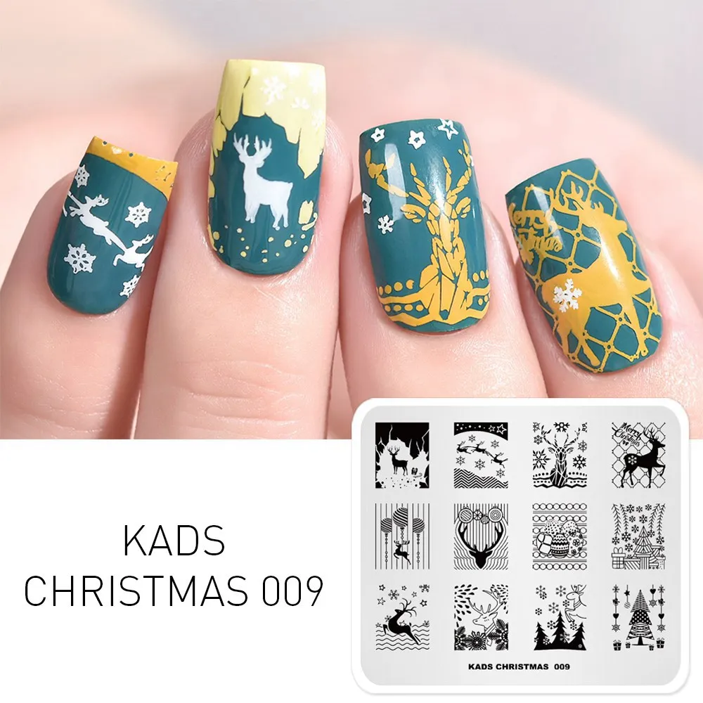 CHRISTMAS 009 Новинка 7*8 см штамповки пластины красота дизайн из нержавеющей стали шаблоны для дизайна ногтей DIY Рождественский трафарет печать штамп-печатка - Цвет: CHRISTMAS 009