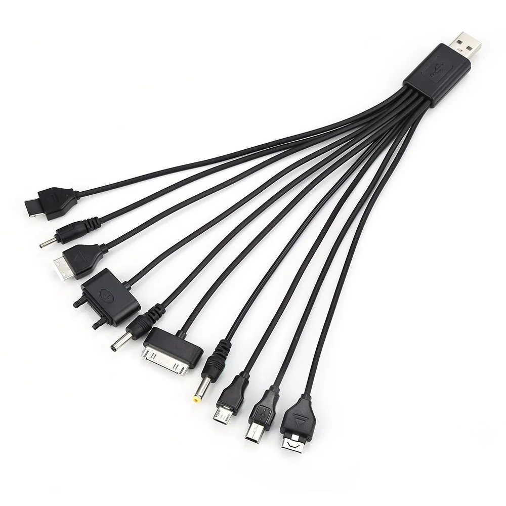 Универсальный 10 в 1 USB 2,0 версия черный мульти зарядное устройство кабель для мобильного телефона универсальный штекер мультизарядное устройство кабель для samsung