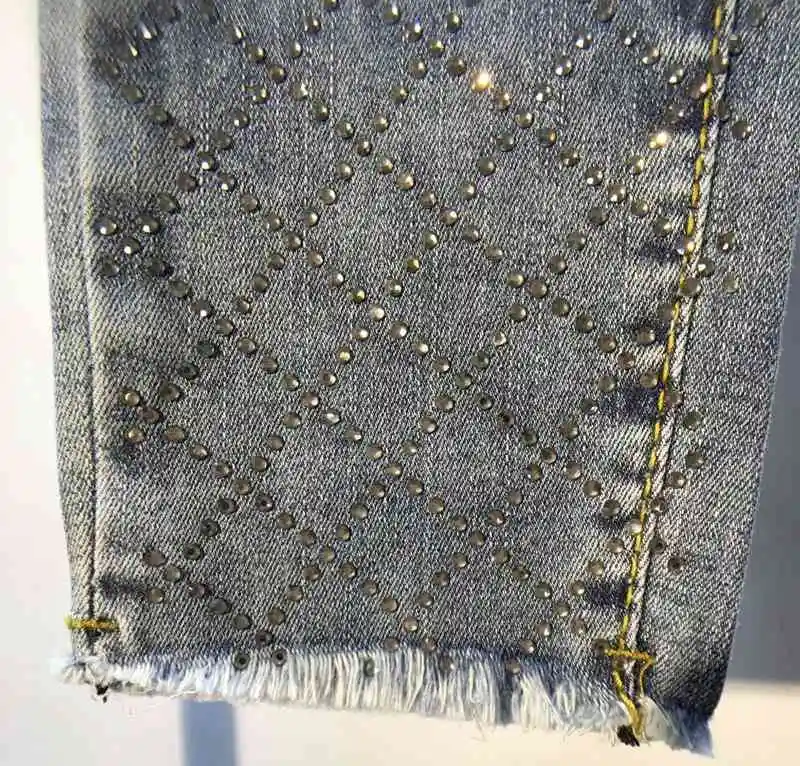 JOYDU брендовые джинсы женские весенние модные новые классные Argyle алмазные горячие сверла Высокая талия тонкие эластичные длиной до лодыжки джинсы джинсовые брюки