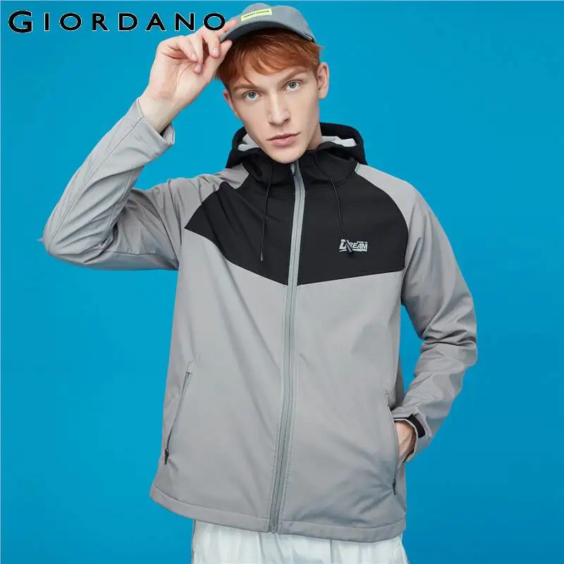 Giordano мужская ветровка с капюшоном и застежкой на молнии,выполнена в двух цветовых вариантах