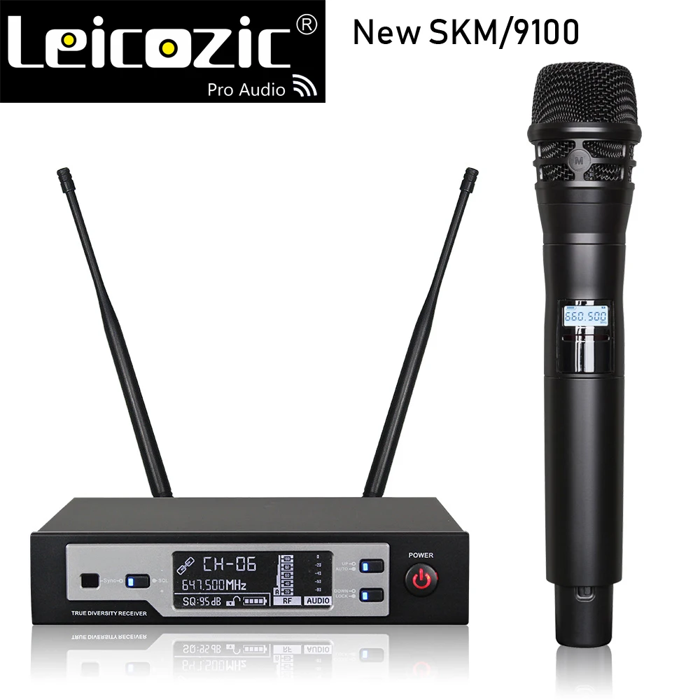 Leicozic SKM9100D 645-664 МГц Ручной Беспроводной микрофон Системы профессиональный стойка