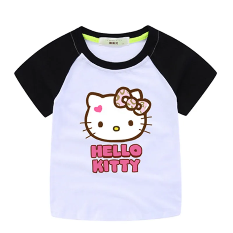Hello kitty/Летняя футболка принцессы для девочек; Детские хлопковые топы; футболки; детская одежда для дня рождения; одежда для малышей; костюм