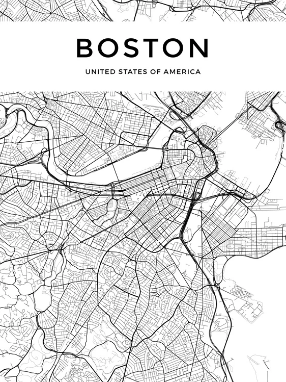 Boston -White На заказ, Современная черно-белая карта городов мира, Лондона, Парижа, Нью-Йорка, плакаты, Рим, Карта города, печать на холсте - Цвет: Boston -White