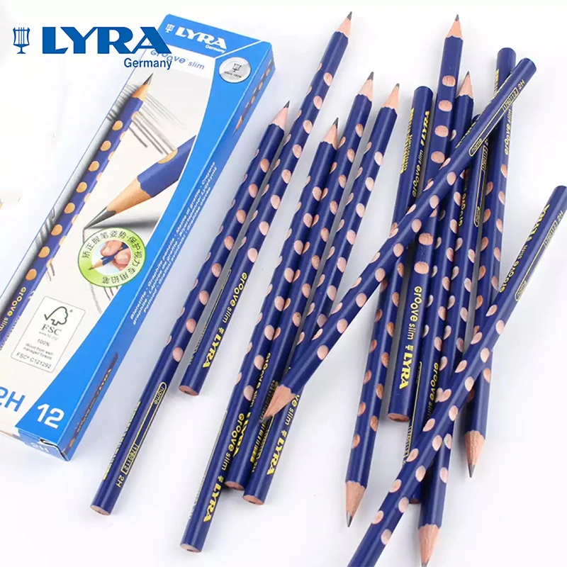 Pack de 48 lápices de grafito triangular color azul Lyra Groove Slim diámetro 10 mm 
