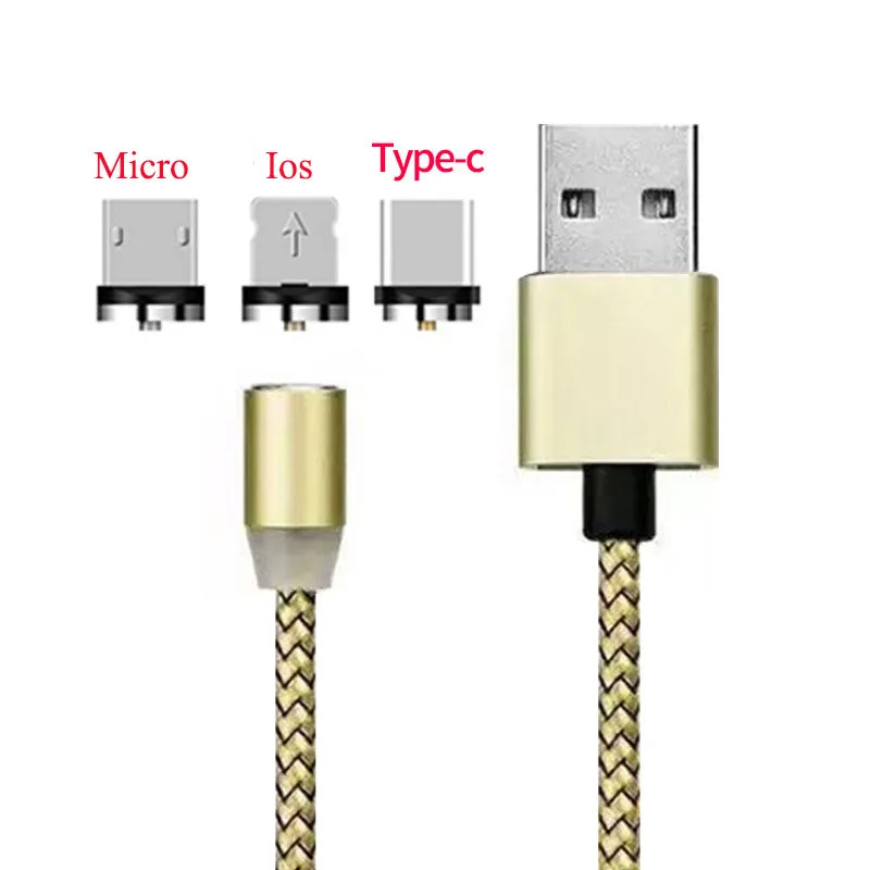 3 in 1 Gold 1 м 2 м Магнитный кабель Micro usb type C кабель для iPhone 11 Pro Max samsung A50 A70 huawei P30 P20 Lite Pro Линия быстрой зарядки - Цвет: 3 in 1 Gold