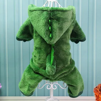 

Dogs Pets Clothing Puppy Clothes Solid Color Fun Dinosaur Transforming Clothes Dogs Winter Clothes Warm Coral Fleece Hoodie