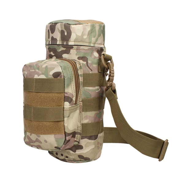 Camo Nylon Water Bag Pouch Metal Clip Molle Bottle Kettle Shoulder Bag Tactical Military Gears For Outdoor Travel Camping Hiking - Цвет: CP