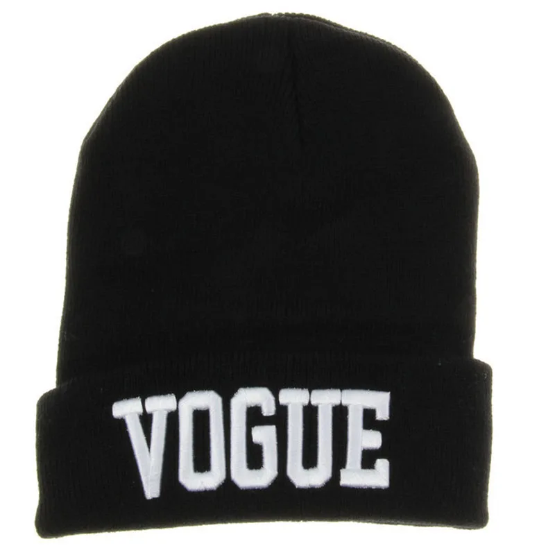 Black white word Европейский стиль VOGUE шерстяная шапка мужская зимняя Новинка 3D трехмерные буквы хип-хоп вязаная шапка для девочек уличная танцевальная теплая шапочка - Цвет: Black white word