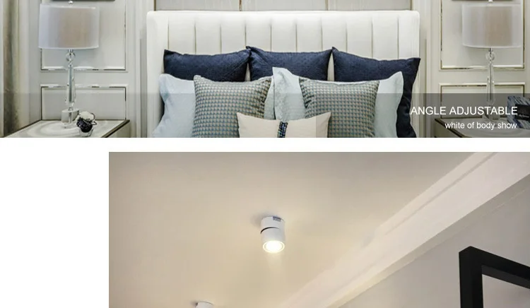 Surface Mounted LED Ceiling Lights Kitchen Fixtures COB Back ground Spot Lamp Angle Adjustable Black White Lampshade AC85-265V