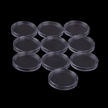 

10PCS/lot Dia 32mm Transparent Small Round Coin Holder Box For Coin Collection Plastic Clear Coin Capsules Box hot sale