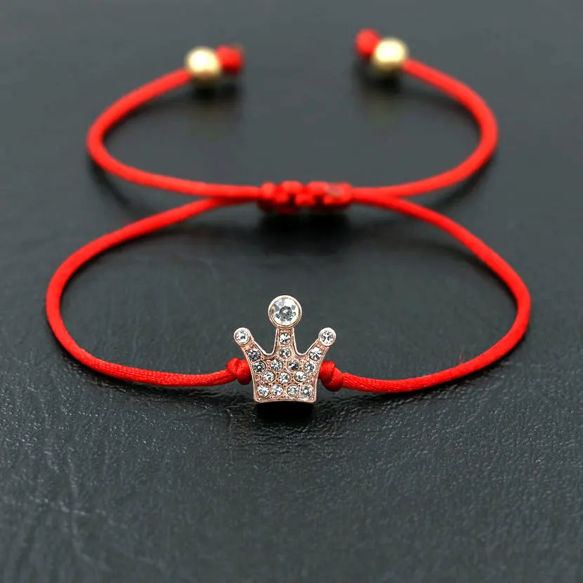 Minimalism style Micro CZ Crown Women Bracelet Thin Red Rope Thread Strings Bracelets For Girls Couples Female Jewelry Love Gift