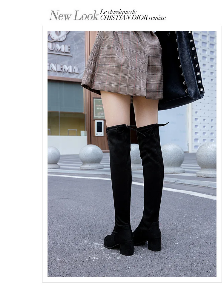 Winter Over The Knee Boots Women Stretch Fabric Thigh High Sexy Woman Shoes