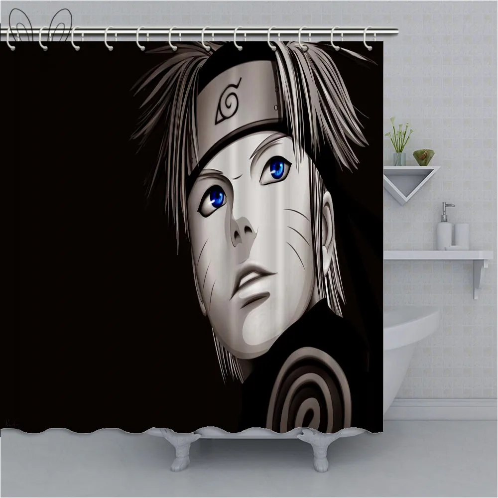 Uchiha Sasuke Naruto Shippuden Fabric Shower Curtain Waterproof Mildewproof Bathroom Shower Curtains For Decor With Sets - Цвет: 74166