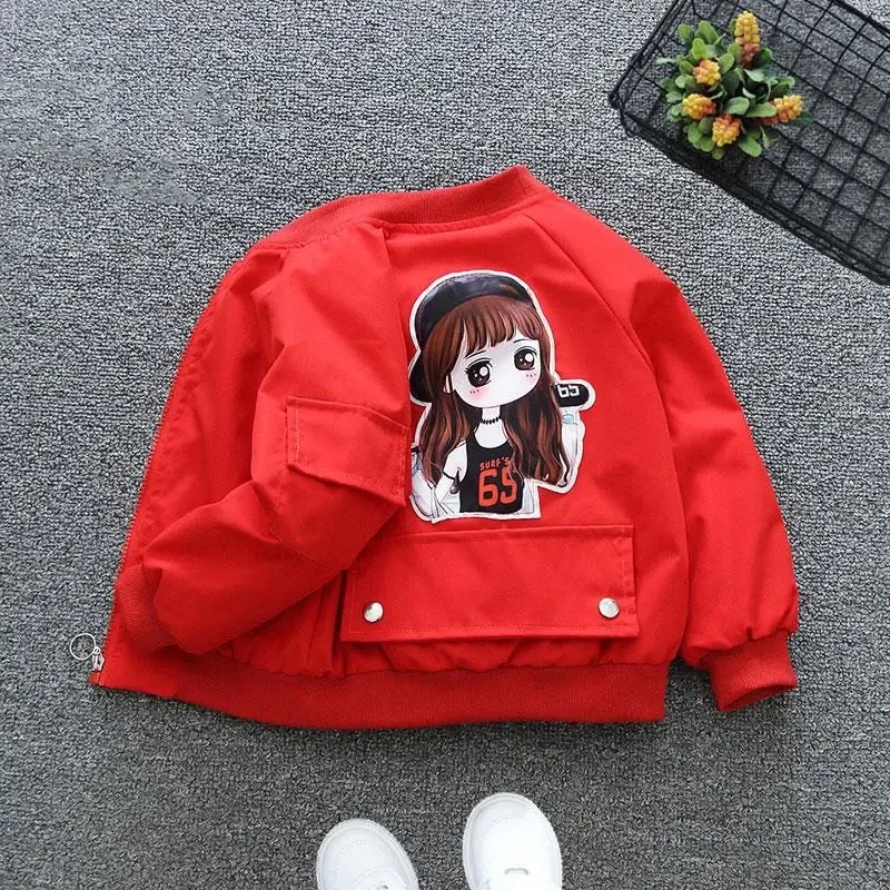 

2023 Fashion Cool Girls Jackets Spring Autumn Long Sleeve Kids Coats Children Zipper Windbreaker Outerwear For Baby Girl Clothes