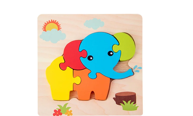 3D Shape Cognition Board Children's Jigsaw Puzzle Wooden Toys Kids Educational Toy