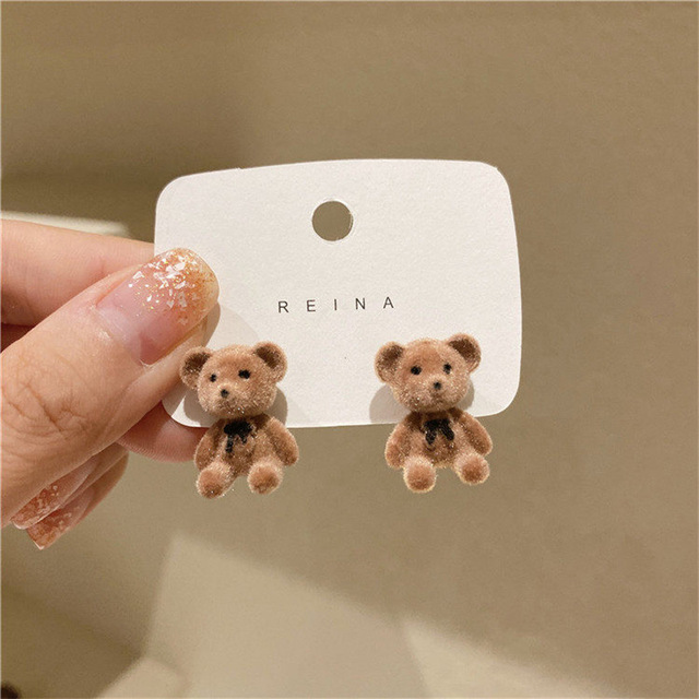 Earrings For Women Girls 2022 Fashion Korea Silver Needle Autumn And Winter Earrings Cute Flocking rabbit Ear Studs Jewelry