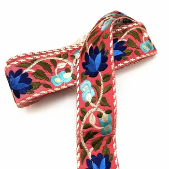 

5 Yards Fashion Chinese Style Retro Bag Embroidery Lace Ethnic Style Clothing Accessories Lace Color Embroidery With Barcode