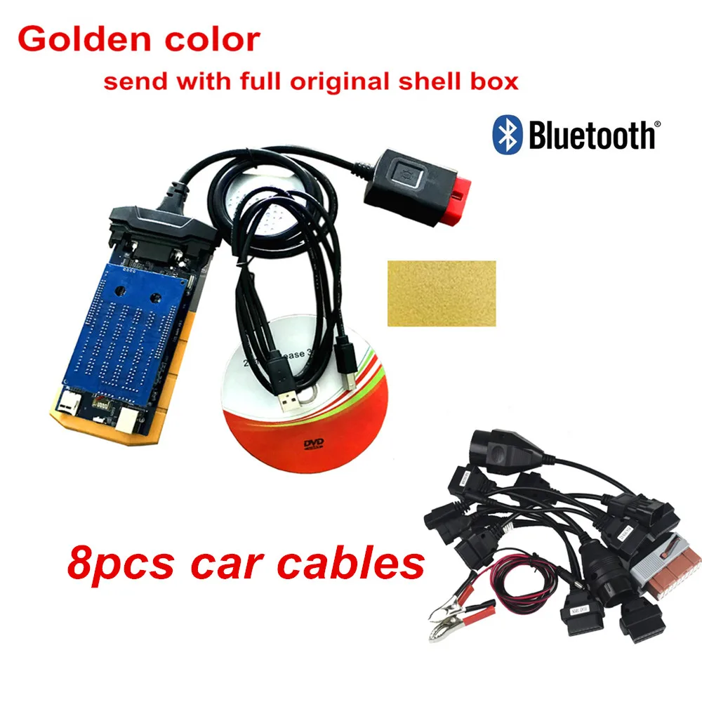Золотой VD TCS CDP PRO Plus Bluetooth,0 Keygen OBD OBD2 для грузовых автомобилей vd ds150e CDP VCI диагностический инструмент