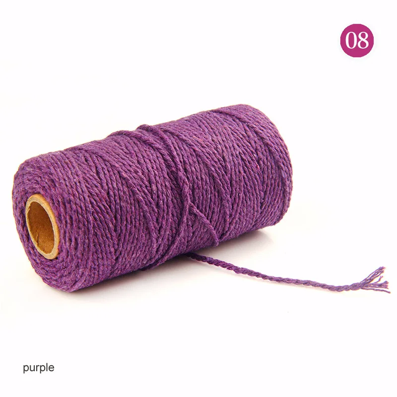Витой шнур макраме 100 метра, 19 цветов, сделай сам, ручная работа, нить для шитья, веревка, ручная работа, хлопковые шнуры, Швейные аксессуары - Цвет: purple
