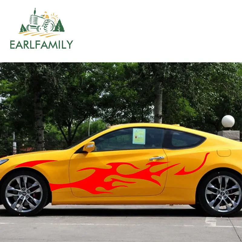 EARLFAMILY, 200 см x 37,9 см, 2x, Hot Fire Flames, графика, автомобильные наклейки s, спортивные наклейки на дверь, виниловые наклейки на мотор, автомобильные аксессуары