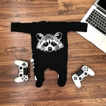 

Rorychen Raccoon Cartoon Baby Bodysuit Boys Onesie Girls Jumpsuit Baby Clothing Newborn Autumn and Spring Cotton Infant Clothes