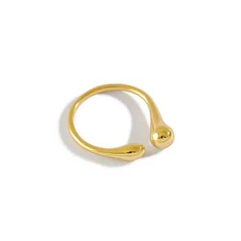 

1pc Authentic 925 sterling silver White/ Gold Smooth Glossy Surface &Waterdrop Tears Ring adjust Fine Jewelry New Women TLJ1240