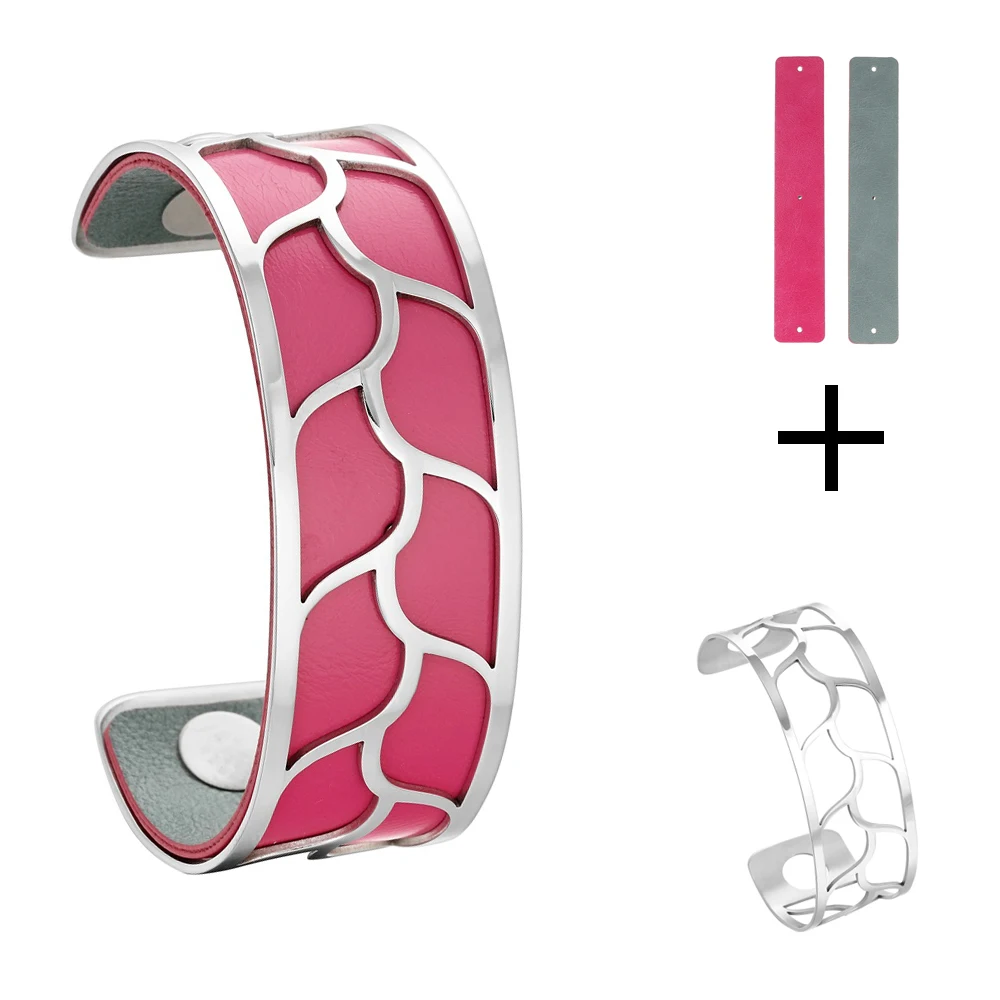 Kopen Legenstar Armband Manchette Georgette Bangle bijoux acier inoxydable femme Blad pulseira Omkeerbare Lederen Band DIY Sieraden