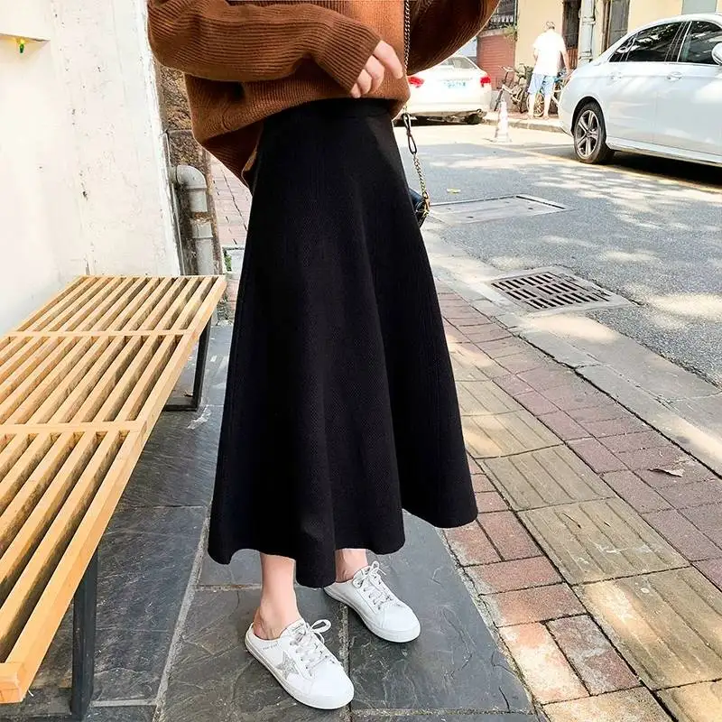 Heydress осенне-зимние однотонные женские вязаные юбки женские плиссированные повседневные юбки с высокой талией женские юбки до середины икры