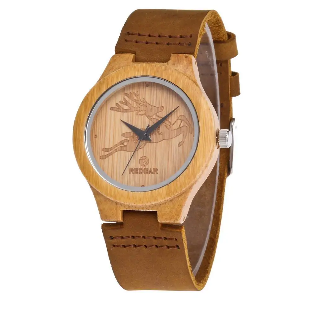 New Patent Leather Little Deer Bamboo Watch Manufacturer Custom Amazon Speed Sell Tong Like Hot Cakes