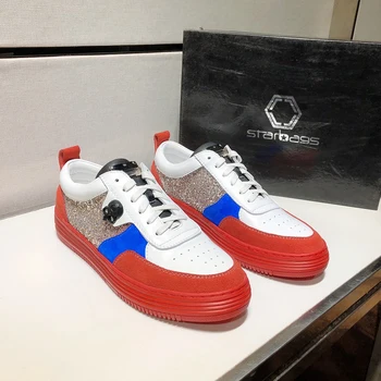 

Starbags PP Top Men's shoes Italian special counter simultaneous sale of skull head hardware mixed color sneakers avantgarde new