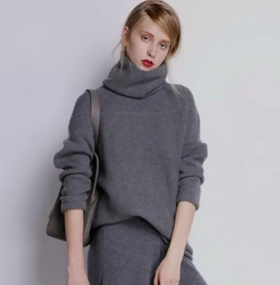 Womens High Loose Tops Neck Winter Cashmere