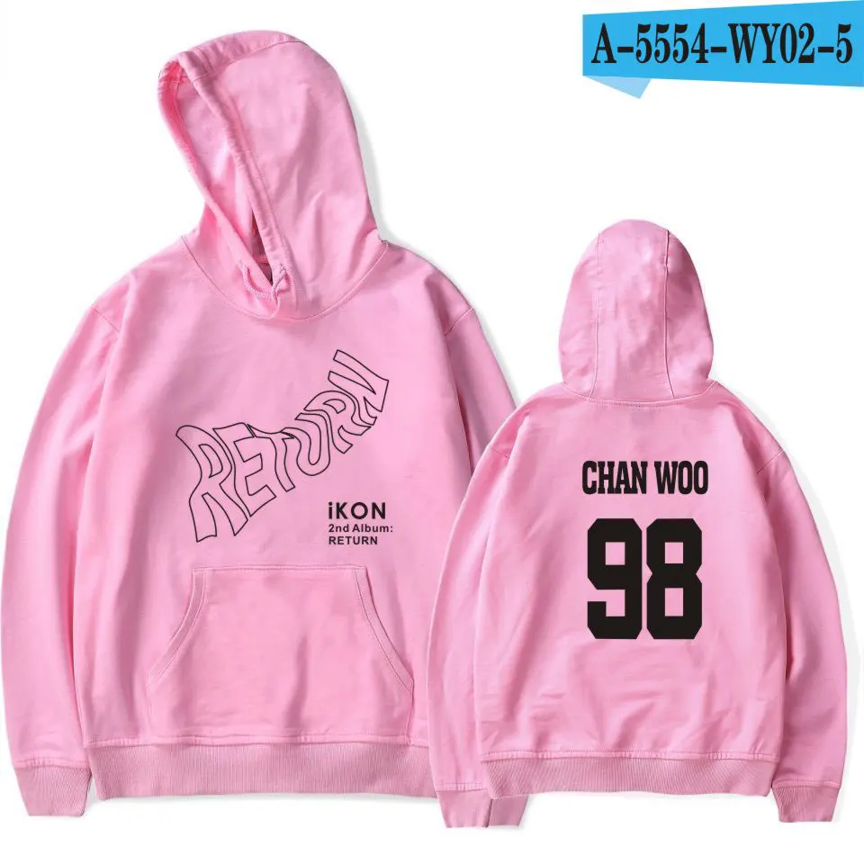 Harajuku зимние женские K-POP IKON альбом толстовки кофты мужские корейские Популярные идол толстовки Толстовка популярная одежда - Цвет: Pink