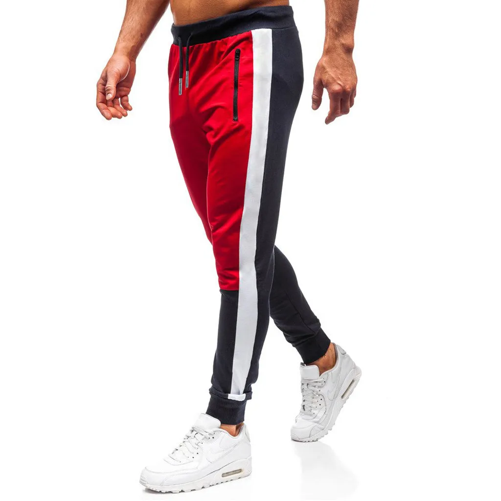Мужские спортивные повседневные эластичные брюки Slim Fit Paneled уличная хип-хоп Лоскутная уличные брюки штаны для бега спортивные брюки