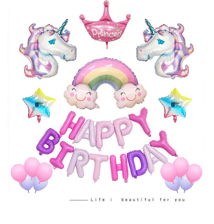 Unicorn Cartoon Pony Macaron Balloon Set Birthday Party Decoration DIY Baby Shower Happy Birthday Party Unicorn Supplies PY168