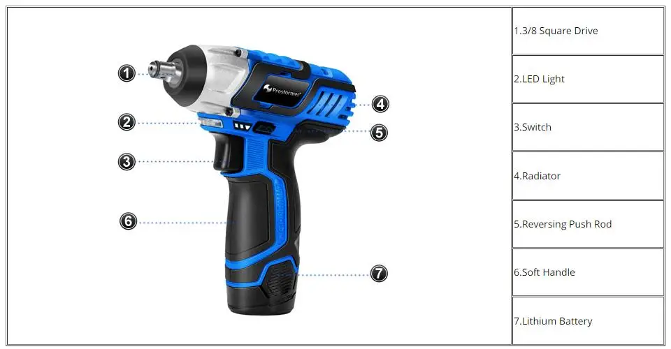 PROSTORMER 12 в электрический ключ с трещоткой беспроводной 3/8 дюймов 2000 мАч литиевая батарея электрический ключ со светодиодной подсветкой инструмент для ремонта автомобиля