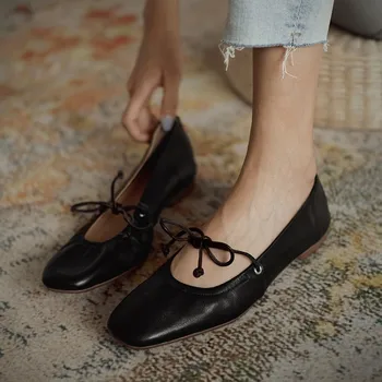 

kmeioo classic soft sheepskin Ballet Flats solid shallow square toe flat shoes woman leisure basic flats for casual