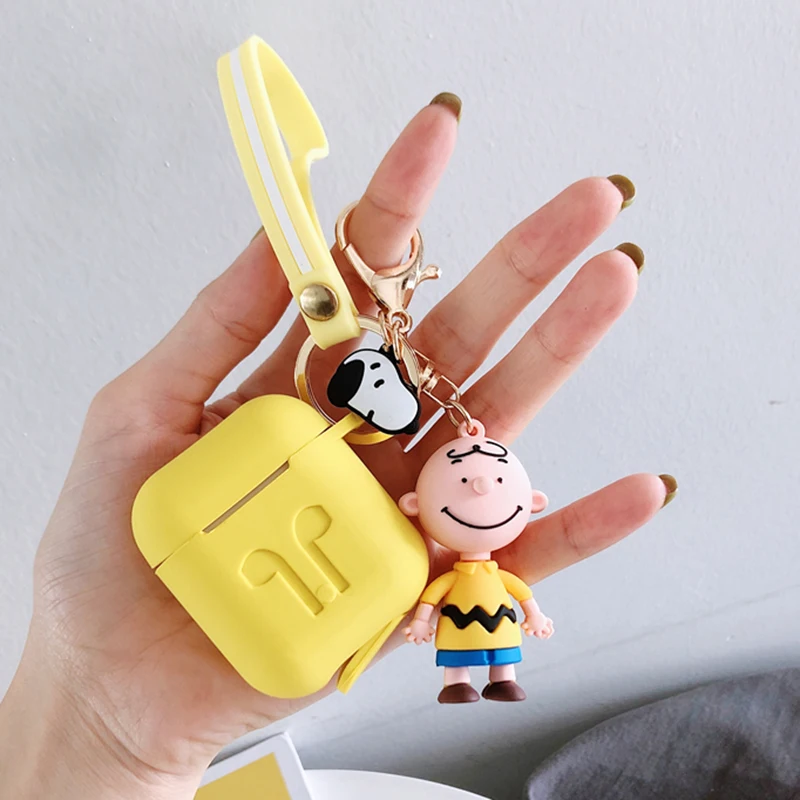 

Hot Cute Peanut comic Charlie Brown Dog silicone Wireless Earphone Charging case for AirPods 2 1 Cartoon Keychain Bluetooth Box