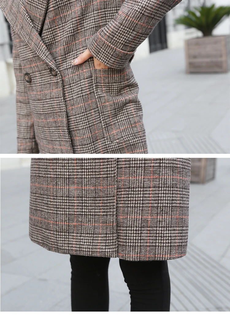 Autumn And Winter WOMEN'S Dress- Autumn And Winter Plaid Mid-length Korean-style Woolen Overcoat Female Clothing