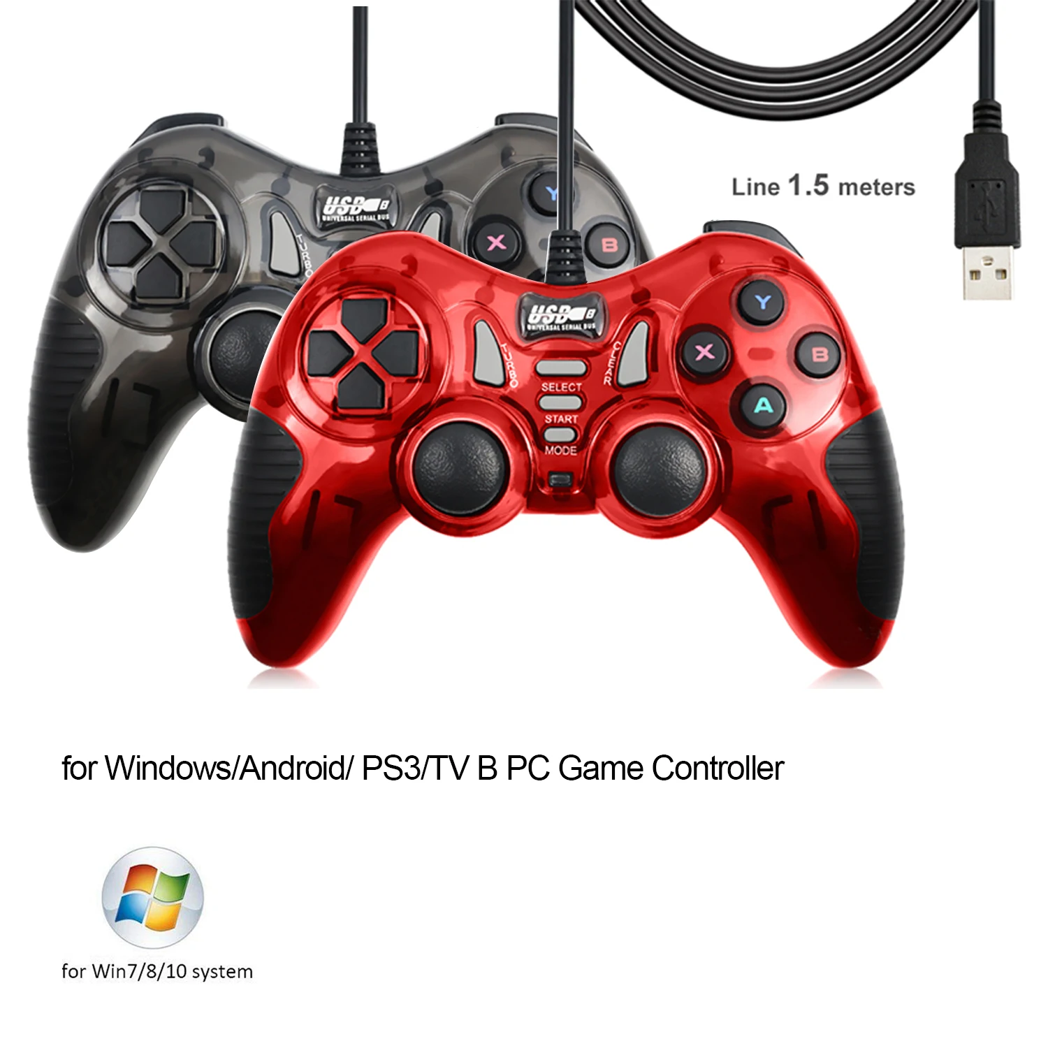 Проводной игровой USB-контроллер с двойной вибрацией для Windows/Android/ PS3/ TV B