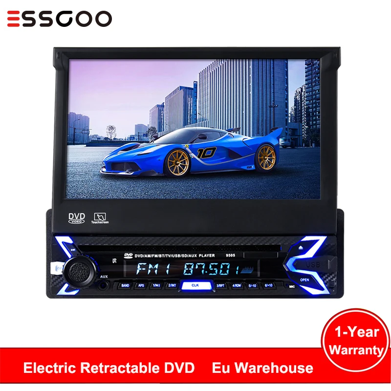 

Essgoo Car Radio 7" Retractable Autoradio DVD Central Multimedia Player 1din Auto Audio Stereo Mp5 Bluetooth Rearview Camera AUX