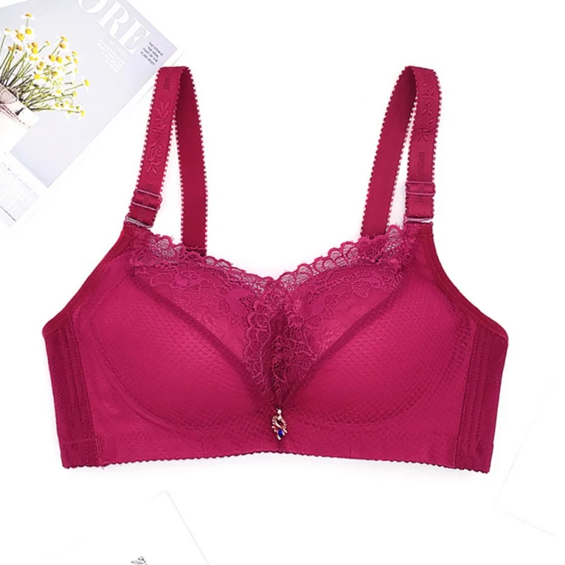 EFINNY женский летний бюстгальтер пуш-ап, женский бюстгальтер без косточек, сексуальный кружевной бюстгальтер, нижнее белье, регулируемый бюстгальтер - Цвет: Фуксия