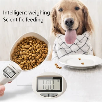 

Pet Food Water Measuring Spoon Cup With Led Display Kitchen Scale Scoop Portable Removeable Pet Feeding Supplies