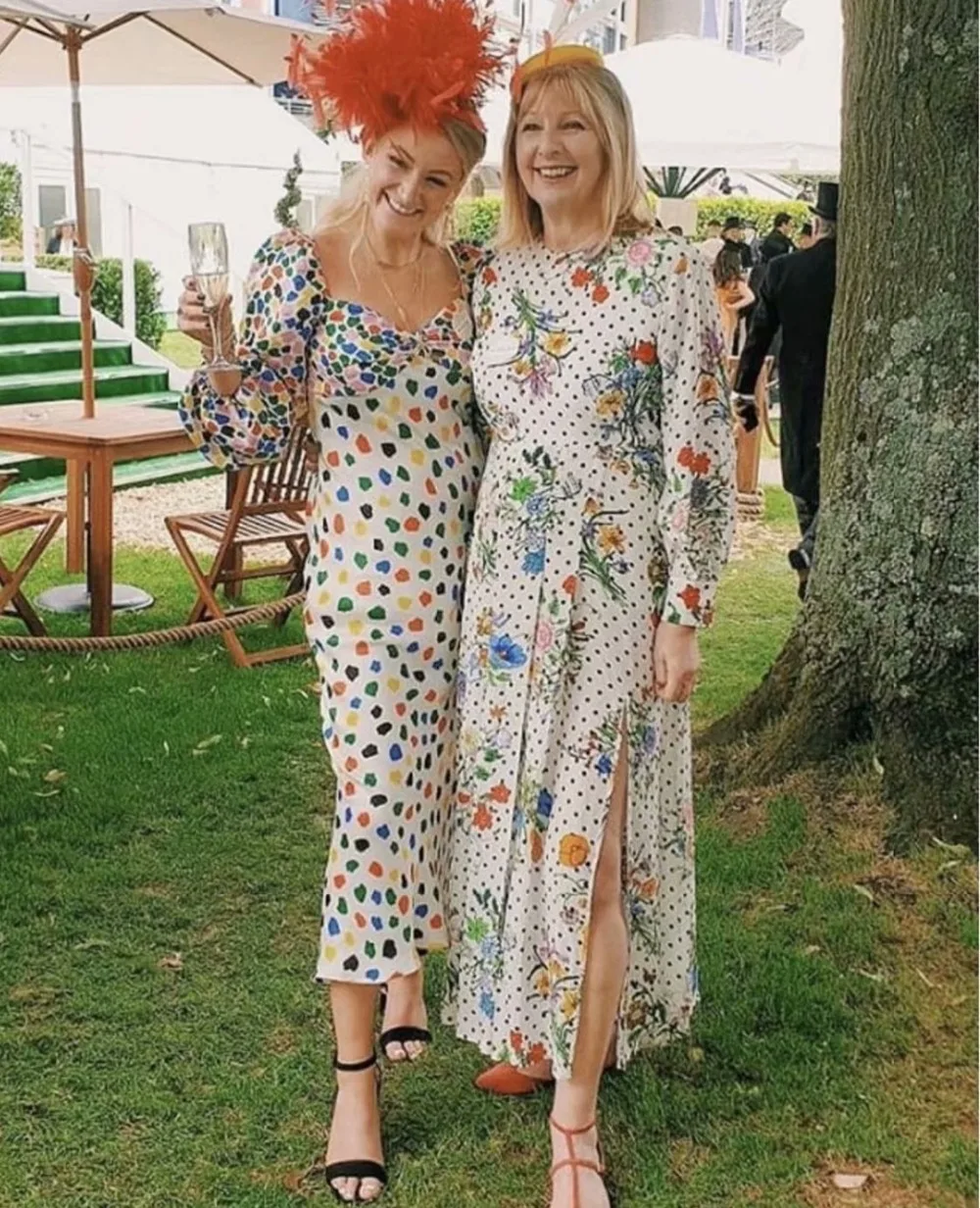 Vintage colorful dot print autumn summer dress women square neck slim waist satin party dress robe femme dropshipping