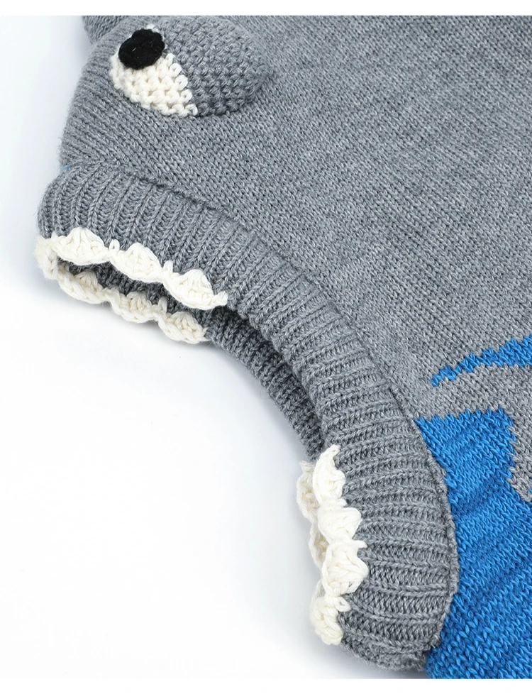 High Quality Baby Hat Winter Cartoon Shark Shape Baby Boys and Girls Cap Knitted Wind-proof Keep Warm