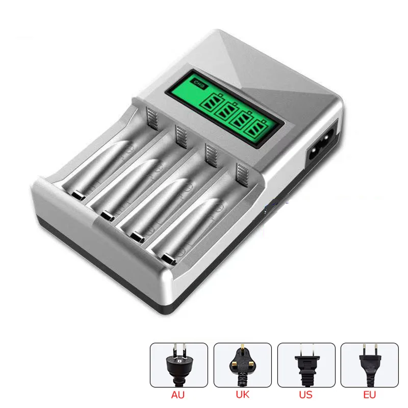 ЖК дисплей с 4 слотами умное интеллектуальное зарядное устройство для