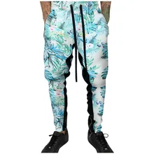 Мужские спортивные штаны, повседневные эластичные Гавайские спортивные штаны с принтом, брюки в стиле хип-хоп, рваные зауженные джинсы в стиле хип-хоп